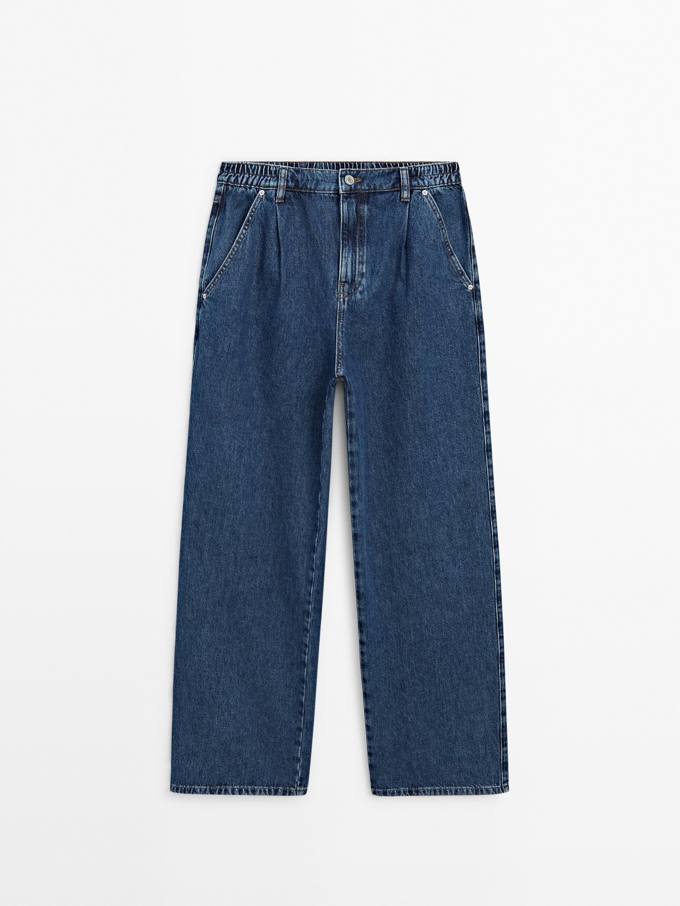 Mid wash wide-leg jogger jeans