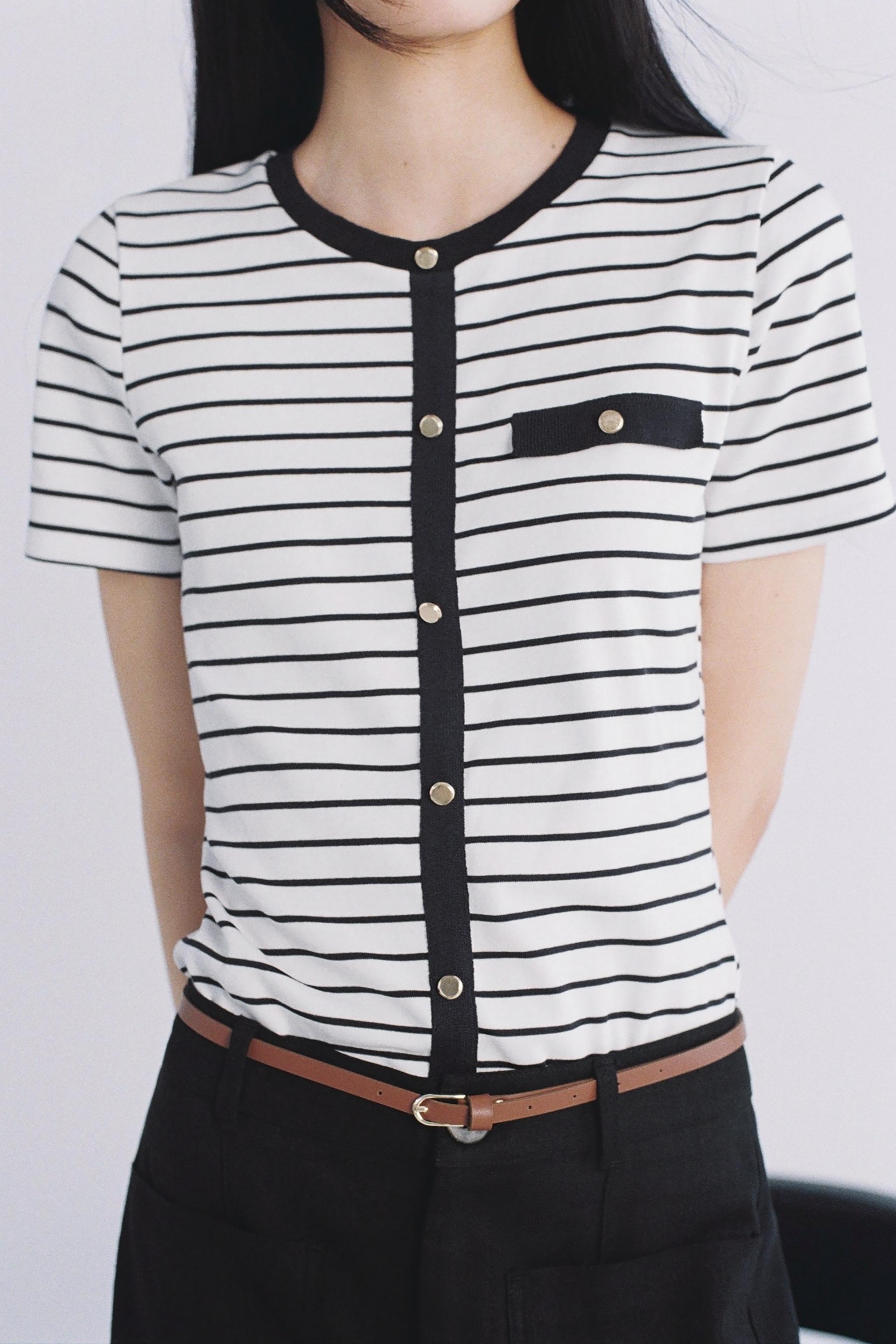 【ZARA】ボタン付きストライプ柄トップス 5644/192/104 ボタン付きストライプ柄トップス - ストライプ | ZARA Japan / 日本