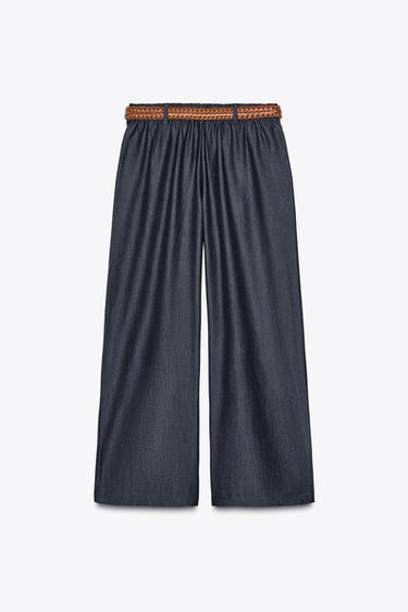 WIDE-LEG TROUSERS WITH BELT - Indigo by Zara - Image 5