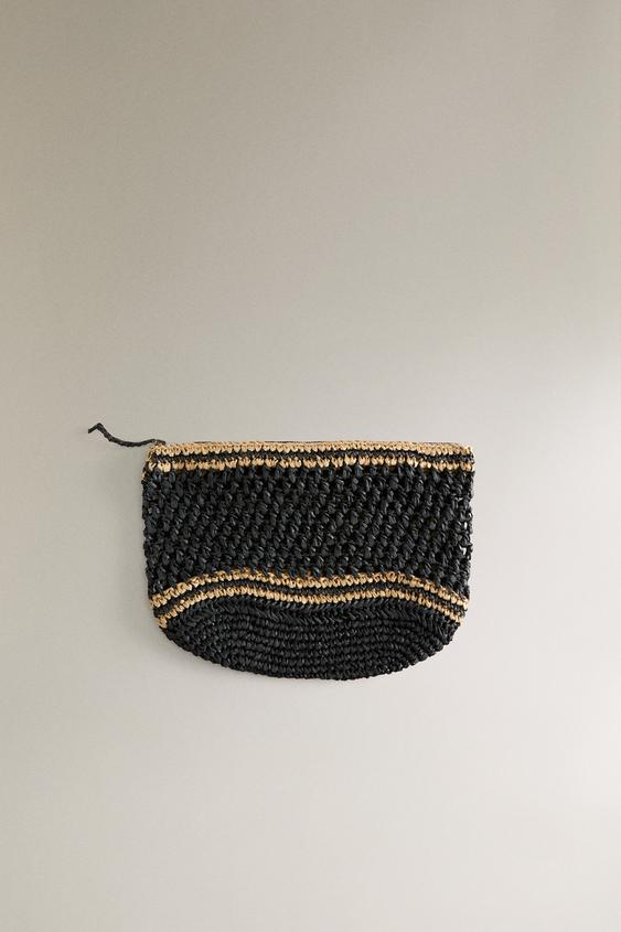 Zara LARGE PAPER WASH BAG - 黑色 - 圖片 0