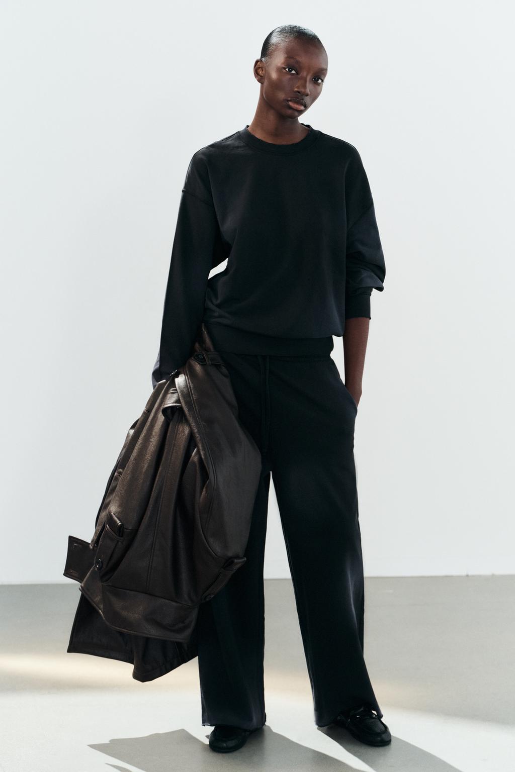 WASHED-EFFECT PLUSH TROUSERS