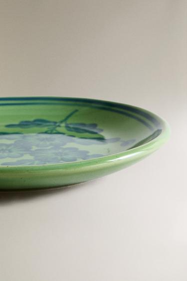 ASSIETTE PLATE GRÈS FLEURS - Bleu / Vert de Zara - Image 3