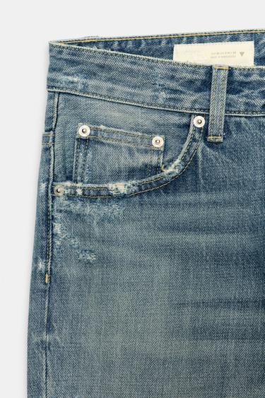 JEANS TRF FLARE ROTOS TIRO MEDIO - Azul de Zara