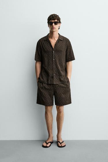 BERMUDA JACQUARD GEOMÉTRICO - Marrón de Zara