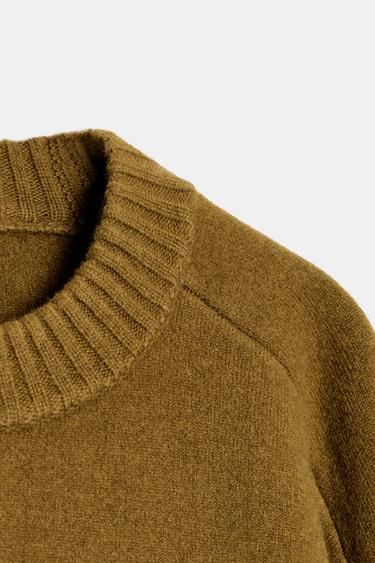 PULL 95 % LAINE MANCHES LONGUES - Vert huile de Zara - Image 8