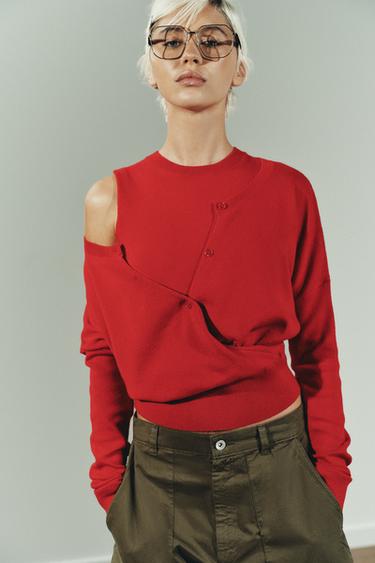 JERSEY CHAQUETA PUNTO DOBLE CAPA - Rojo de Zara