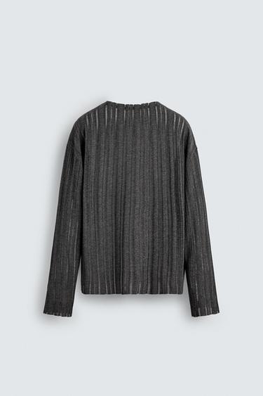 OPENWORK KNIT T-SHIRT - Grey by Zara - Image 6