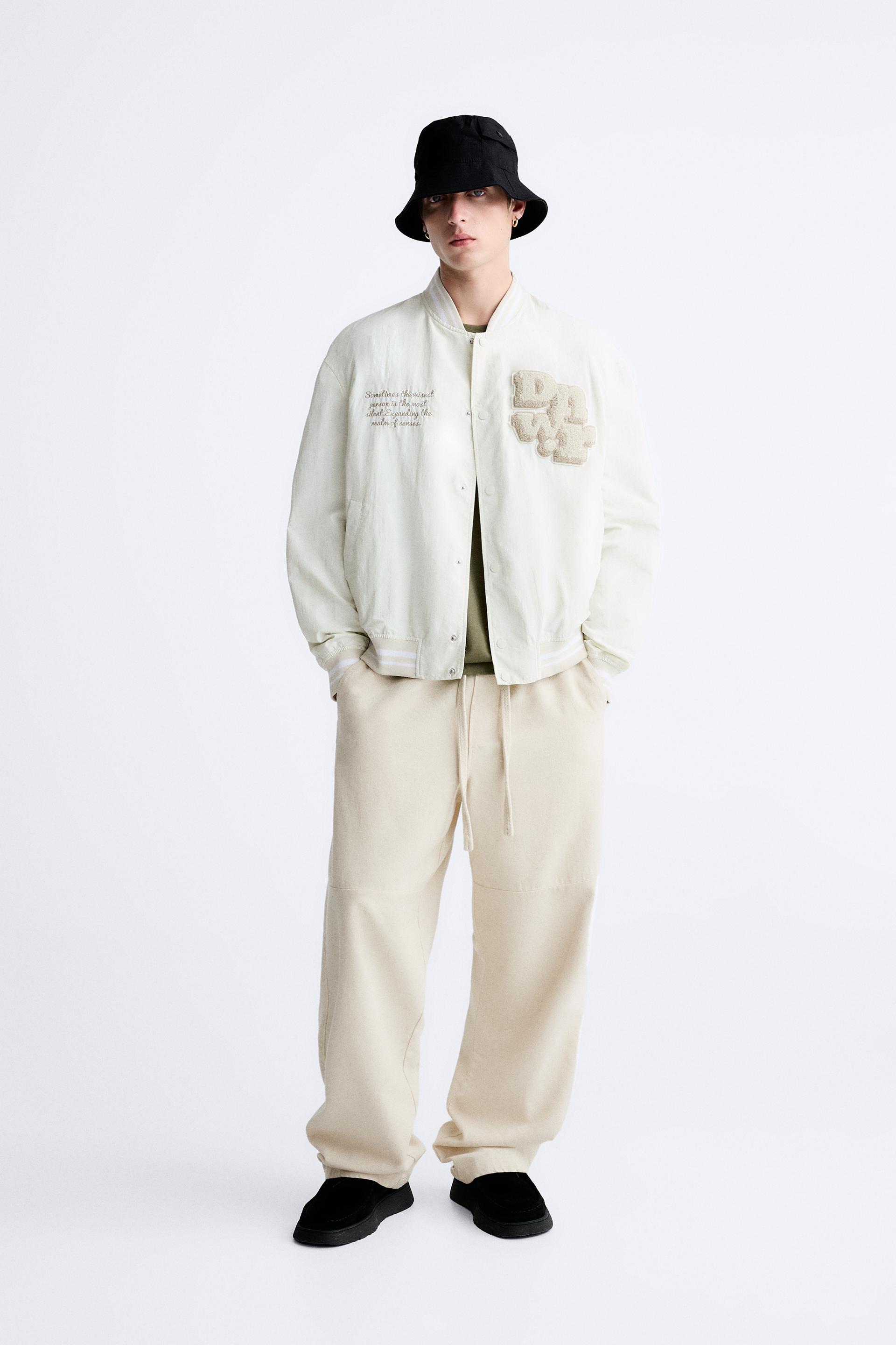 JAQUETA BOMBER COM PATCH - Branco-marfim