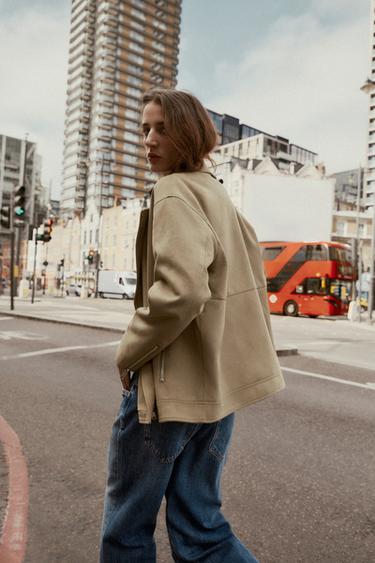 VESTE DE MOTARD EFFET DAIM - Marron clair de Zara - Image 8