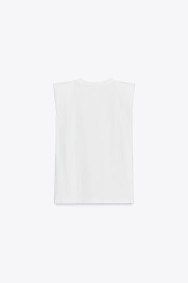 T-SHIRT ÉPAULETTES SANS MANCHES - Blanc de Zara - Image 6