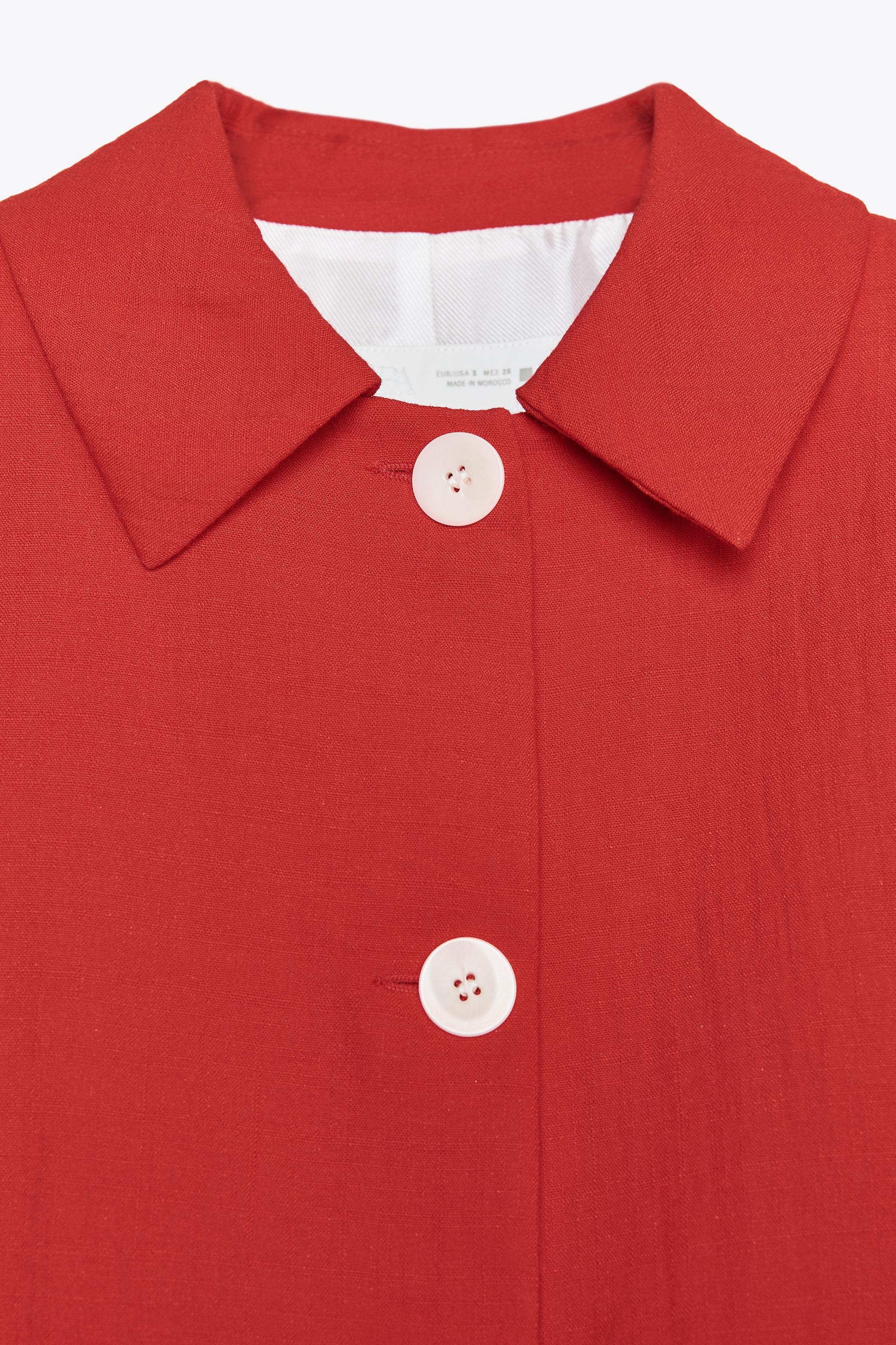 【ZARA】ショルダーパッド ラスティック ジャケット2700/741/600 ショルダーパッド ラスティック ジャケット - レッド | ZARA