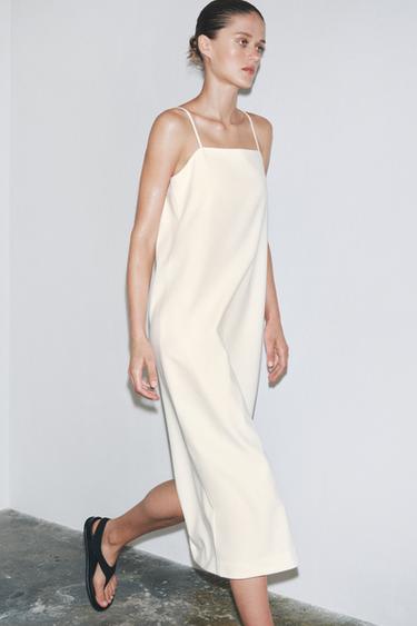 ZW COLLECTION MINIMAL STRAPPY DRESS - Oyster-white by Zara