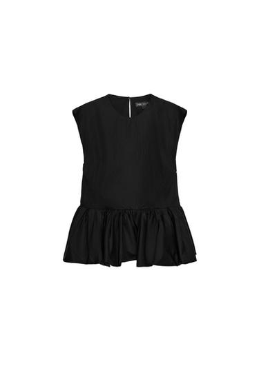 ZW COLLECTION ノースリーブペプラムトップスブラックZaraのZW COLLECTION ノースリーブペプラムトップス - ブラック 