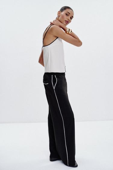 TOP STYLE LINGERIE LISERÉS CONTRASTANTS - Blanc cassé de Zara - Image 6