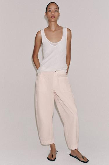 Zara ZW COLLECTION BARREL PANTS - Pink