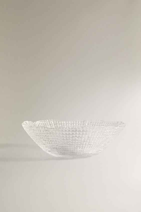 TIGELA DE VIDRO COM RELEVO - Transparente da Zara - Imagem 0