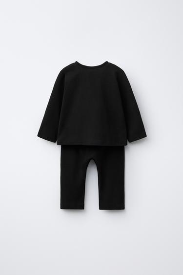 HENLEY T-SHIRT AND PLAIN TROUSERS SET - Black by Zara - Image 1