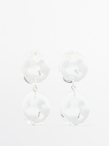 Pendientes piezas vidrio - Blanco de Zara