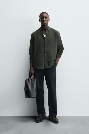 TEXTURED CHECK SHIRT - Dark green by Zara