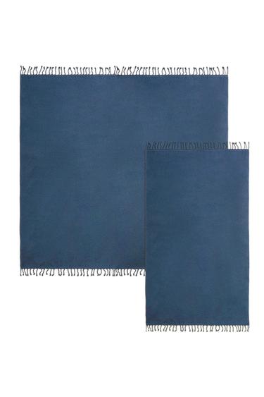 STRANDTUCH AUS BAUMWOLLE MIT FRANSEN - Mittelblau von Zara