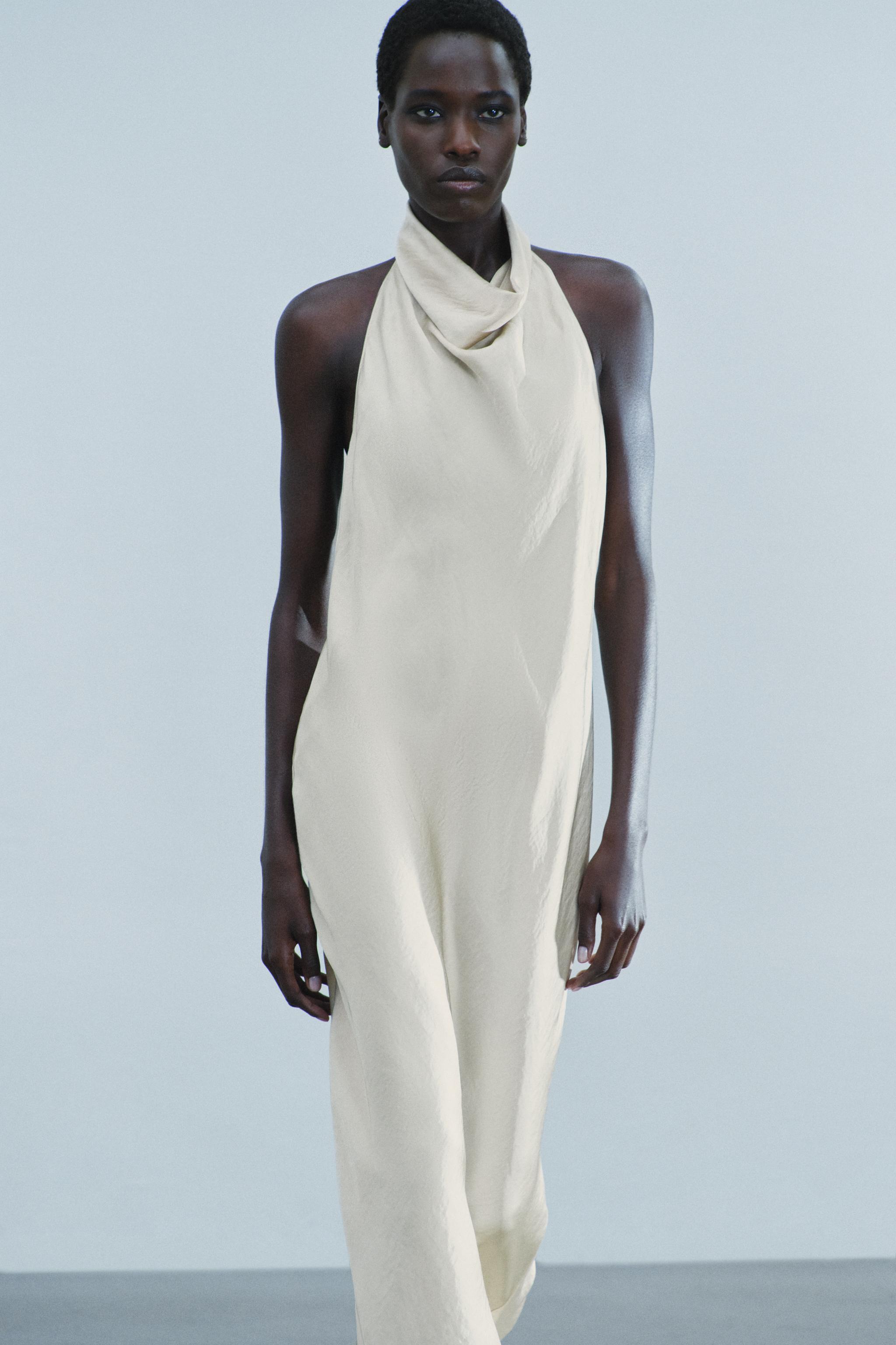 ZW COLLECTION HALTER SATIN MIDI DRESS