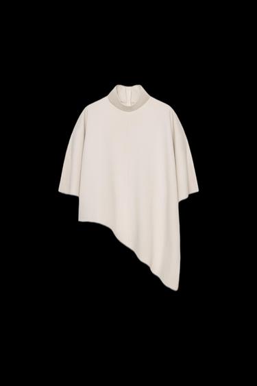 ASYMMETRIC INTERLOCK CAPE - Ecru by Zara