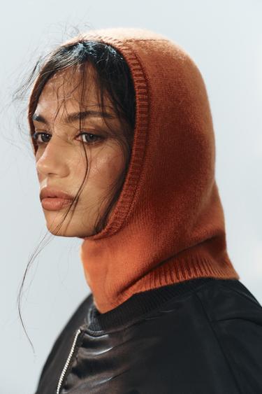 WOOL AND CASHMERE KNIT HOODIE — Burnt orange 2