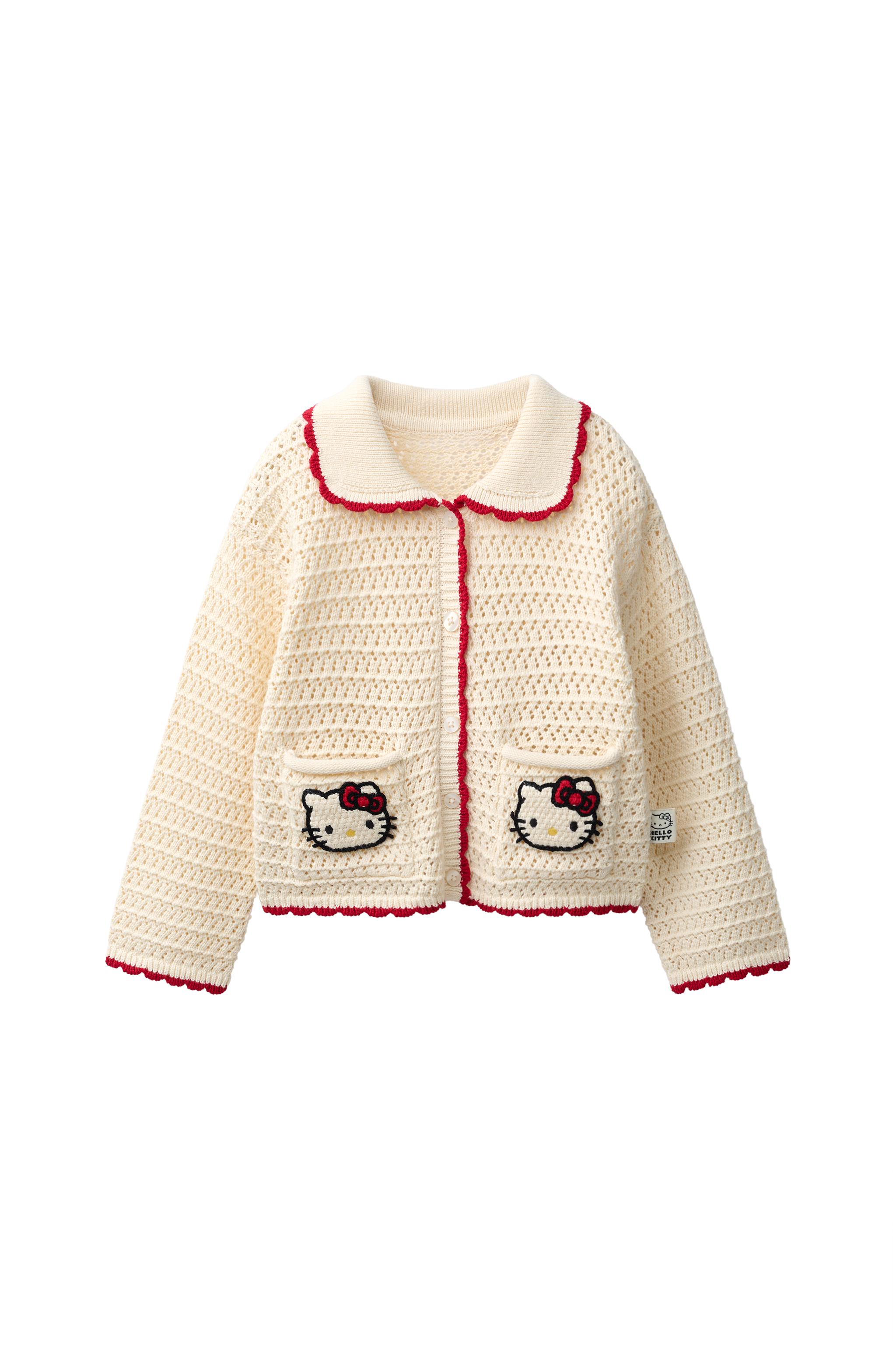 HELLO KITTY © SANRIO ニットカーディガン - エクリュ/ レッド | ZARA