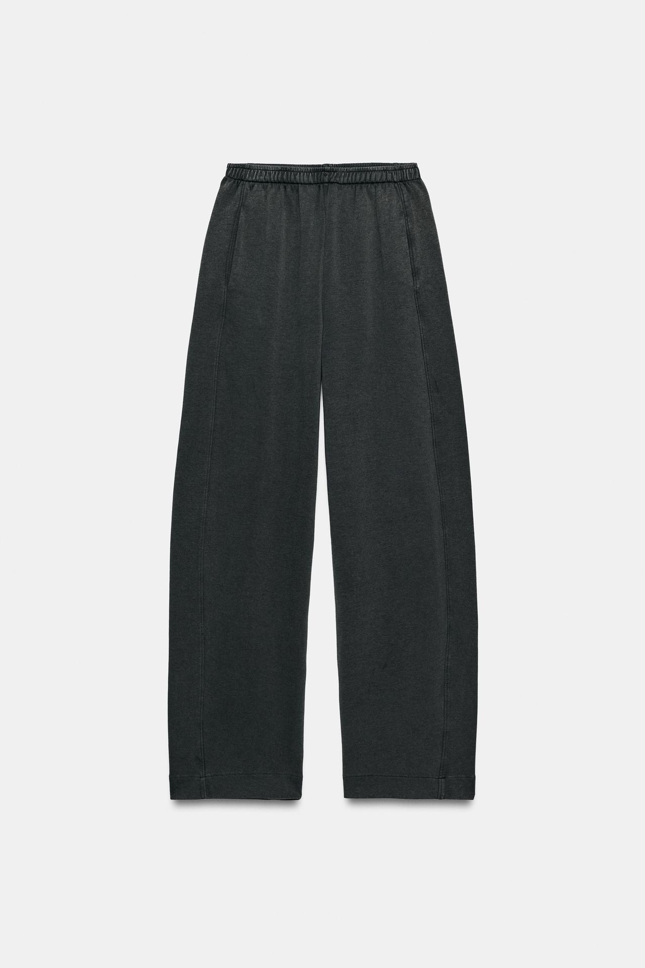 WASHED INTERLOCK PANTS — Charcoal