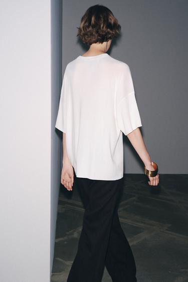 TOP OVERSIZE EN MAILLE UNIE - Blanc de Zara - Image 2