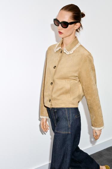 VESTE EFFET DAIM - Beige de Zara