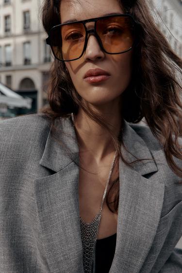 BLAZER À CHEVRONS AVEC ÉPAULETTES - Gris de Zara - Image 6
