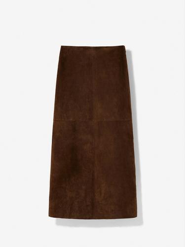 Zara Suede leather midi skirt - Brown
