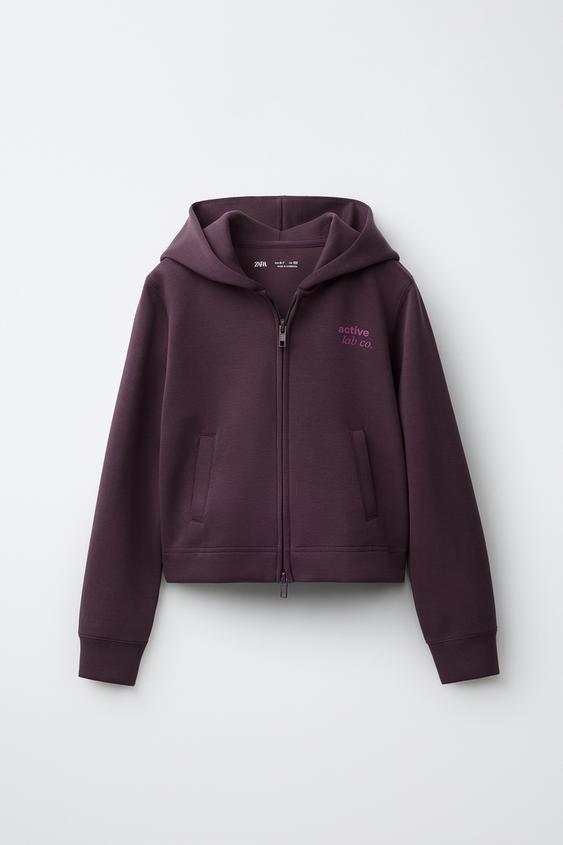HOODED GYM JACKET - Aubergine by Zara - Image 0