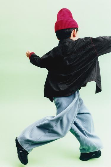 QUẦN NHUNG KẺ ỐNG RỘNG - Màu xanh nhạt từ Zara