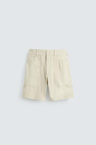 WASHED COTTON BERMUDA SHORTS - Light beige by Zara