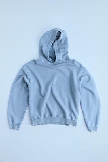 SUDADERA CAPUCHA EFECTO LAVADO - Azul de Zara