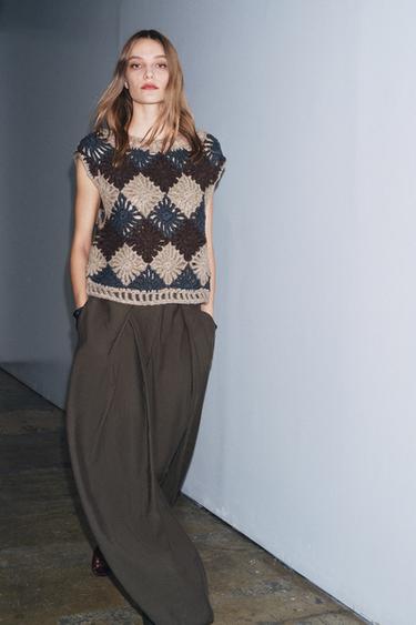 GILET PULL EN MAILLE CROCHET - unique de Zara - Image 1