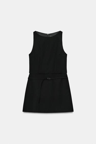 Zara BELTED JUMPSUIT DRESS - Black