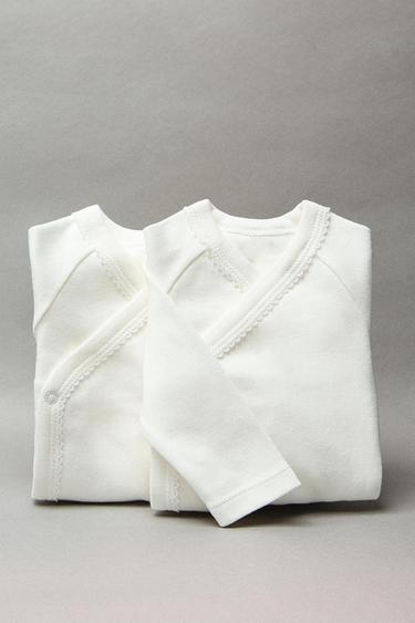 Zara TWO-PACK BOX OF KIMONO BODYSUITS - Ecru