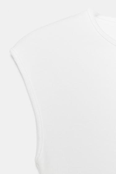 T-SHIRT STRETCH CÔTELÉ - Blanc de Zara - Image 5