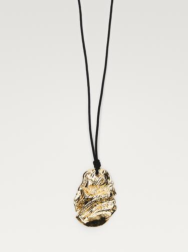 Collar colgante fósil cordón piel - Dorado de Zara