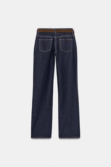 JEANS Z1975 STRAIGHT SLIM TIRO MEDIO CINTURÓN - Azul de Zara