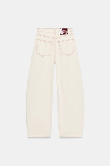 Z1975 MID-WAIST BARREL JEANS - Ecru by Zara - Image 6