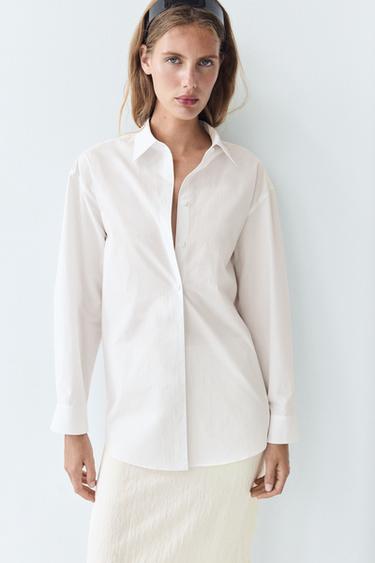 Zara 100% cotton poplin shirt - White