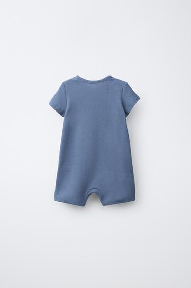 SHORT WAFFLE-KNIT SLEEPSUIT - Blue by Zara - Image 1