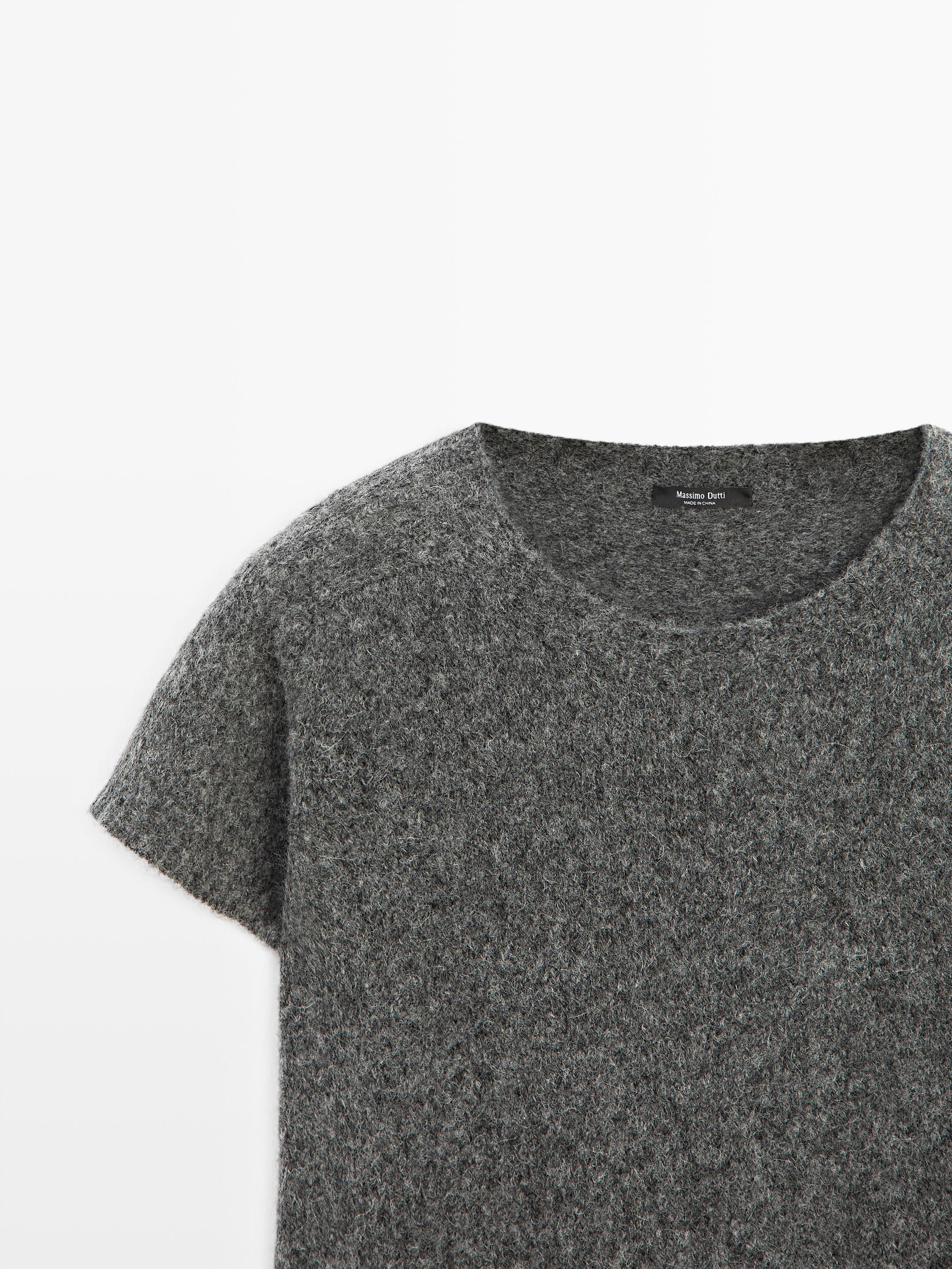 Pull court en maille de laine et alpaga