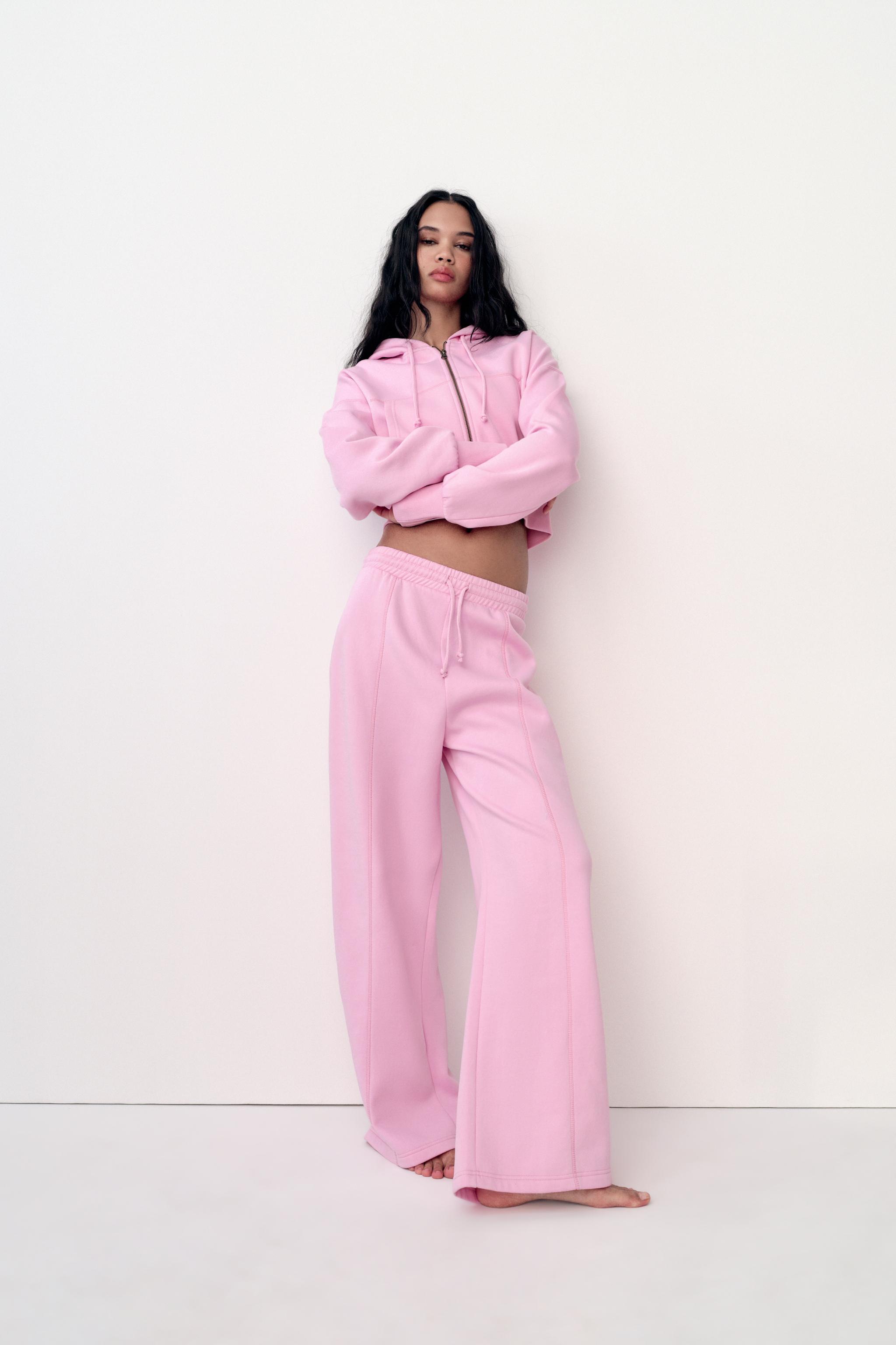 Zara Basic Pants Small Women Pink Cotton Nylon Stretch Skinny YGI E0-675 