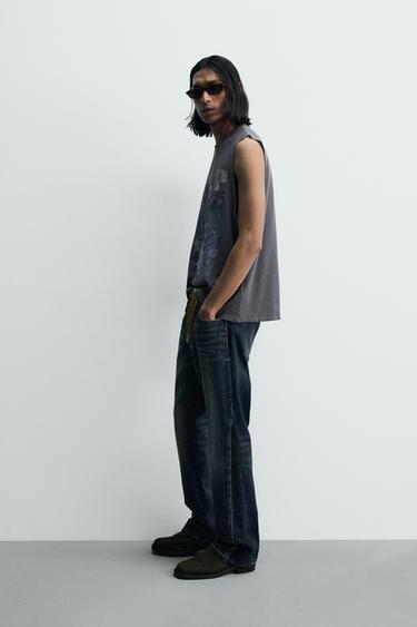 DÉBARDEUR EN MAILLE LAVÉE IMPRIMÉ - Gris bleu de Zara - Image 3