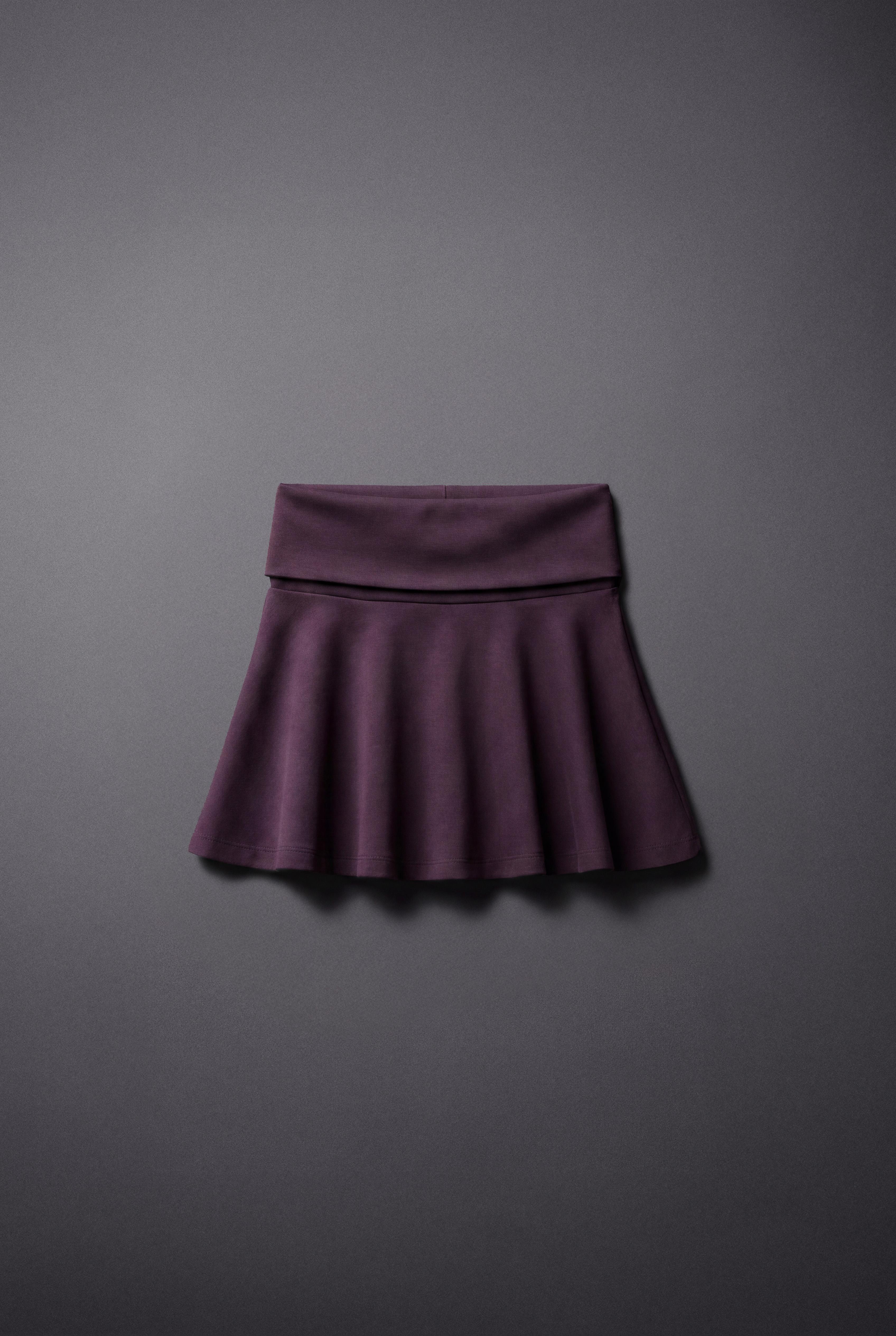 FOLD-OVER GYM SKIRT — Eggplant